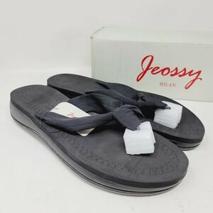 Jeossy Milan Womens Flip Flop Sz 8-8.5 Black Sandals Slip-on Casual Shoes